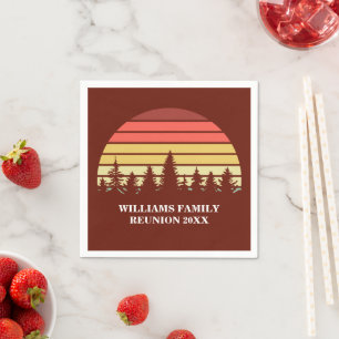 Red Sunset Forest Custom Family Reunion Party Napkin