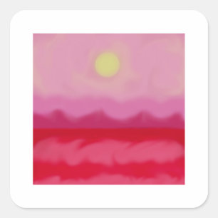 Red Sunset Ocean Square Sticker