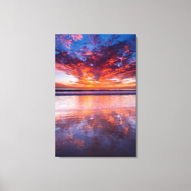 Red sunset over the sea, California Canvas Print (Front)