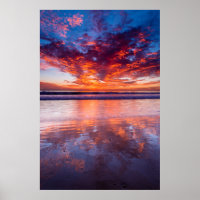 Red sunset over the sea, California