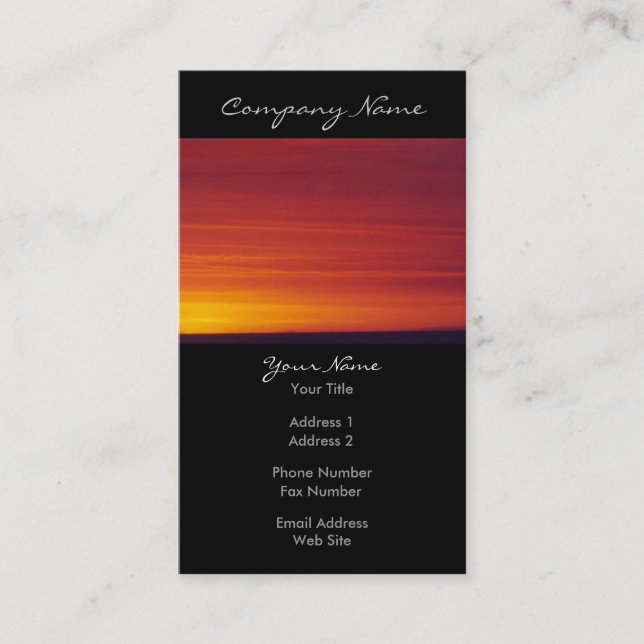 Red Sunset Photo Business Card (Front)