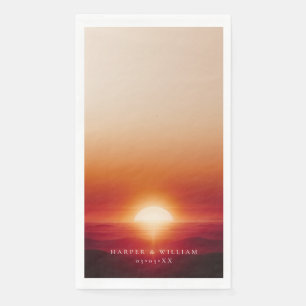 red sunset wedding napkin