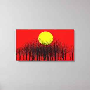 Red Sunset Wrapped Canvas