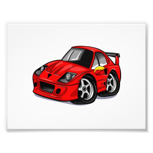 Red supercar cartoon  - Choose background colour Photo Print (Front)