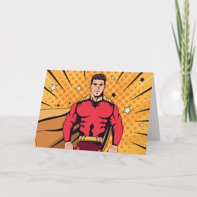Red superhero invitation (Front)