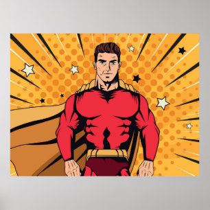 Red superhero poster