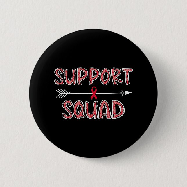 red support squad blood cancer awareness warrior s 6 cm round badge (Front)