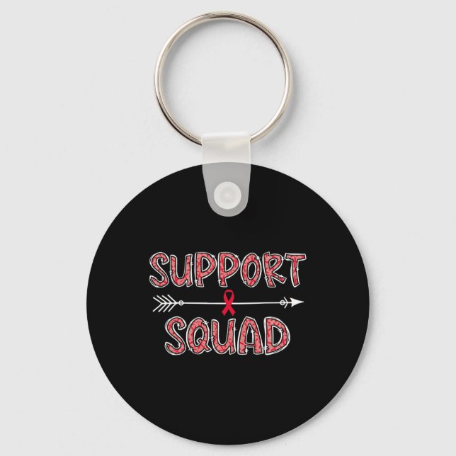 red support squad blood cancer awareness warrior s key ring (Front)