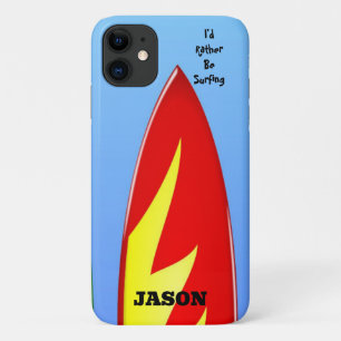 Red Surfboard "I'd Rather Be Surfing" iPhone Case