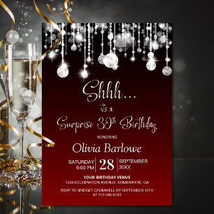 Red Surprise 30th Birthday Party Invitation