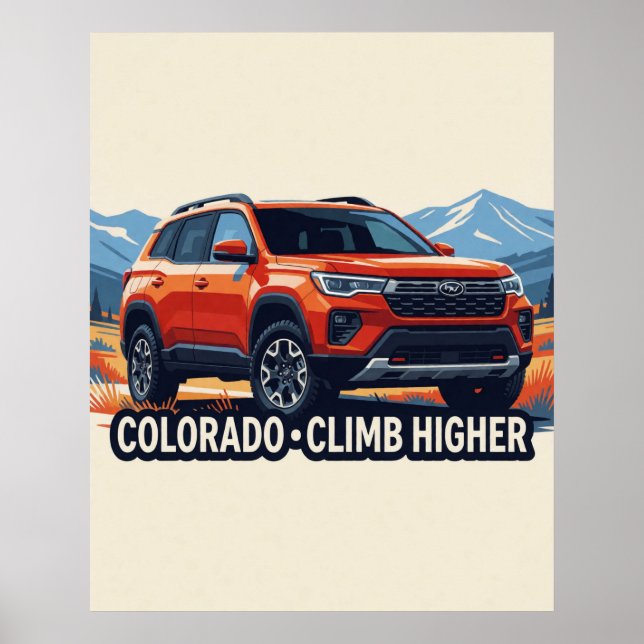 🏔️ Red SUV Colorado Adventure Mountain🚗 Poster (Front)