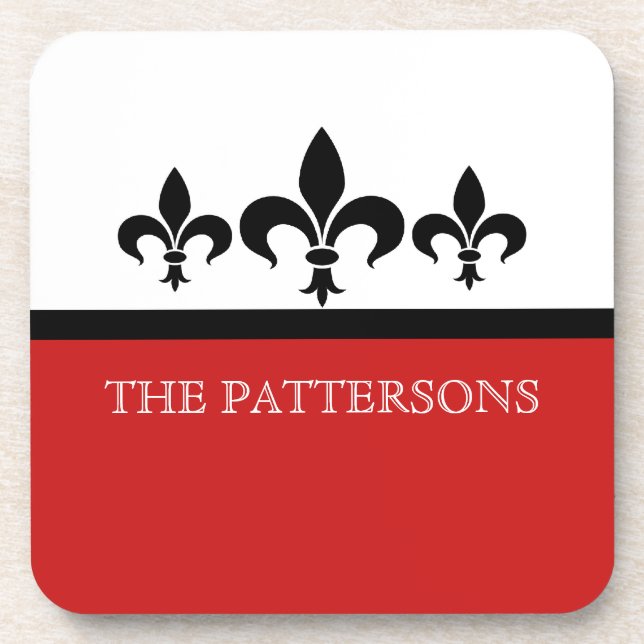 Red Swanky Fleur De Lis Coaster Set (Front)