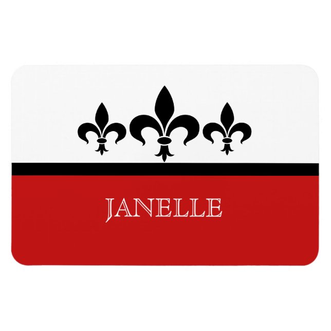 Red Swanky Fleur De Lis Flexi Magnet (Horizontal)