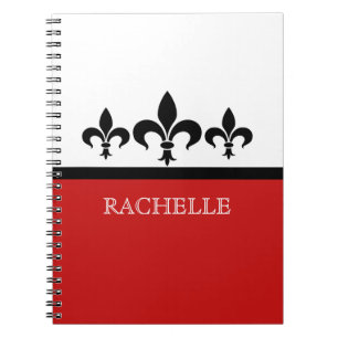 Red Swanky Fleur De Lis Notebook