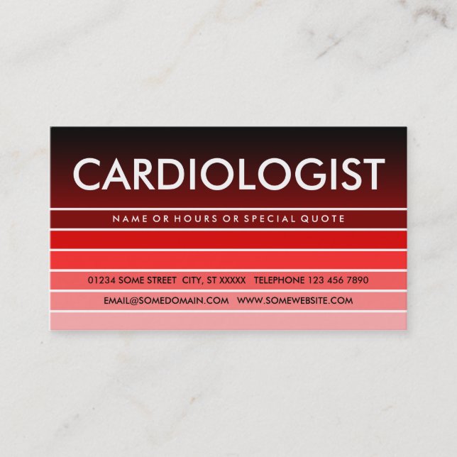 red swatch CARDIOLOGIST Business Card (Front)