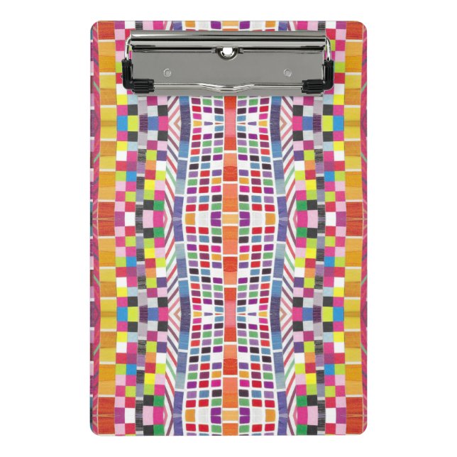 Red Swatches and Colourful Pixels Mini Clipboard (Front)