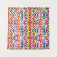 Red Swatches and Colourful Pixels Tapestry