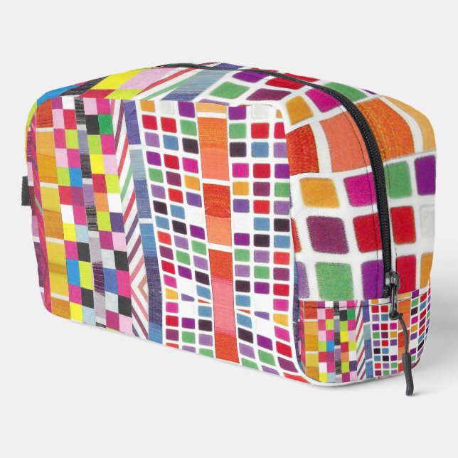 Red Swatches and Colourful Pixels Toiletry Bag (Right Corner)