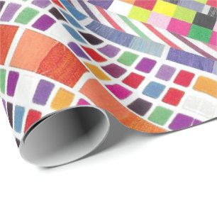 Red Swatches and Colourful Pixels Wrapping Paper