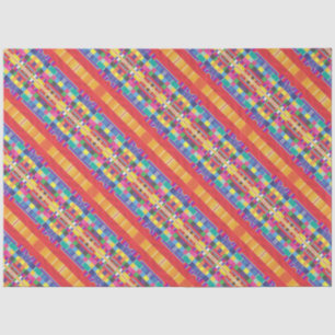 red swatches, stripes, and colourful pixels tissue paper