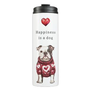 Red Sweater White Hearts Happiness is a dog Thermal Tumbler