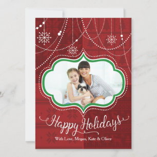 Red Sweater with Jewels Happy Holidays Photo Card