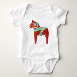 Red Swedish Dala Horse Baby Bodysuit