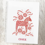 Red Swedish Dala Horse Personalised Planner<br><div class="desc">A pretty red and white Swedish Dala Horse traditional folk art design.
Personalise it by changing or removing the name.  Original art by Nic Squirrell.</div>