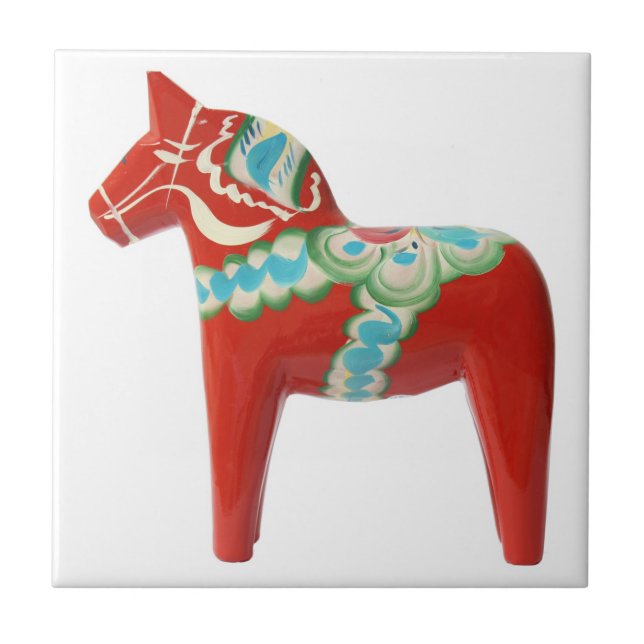 Red Swedish Dala Horse Tile (Front)