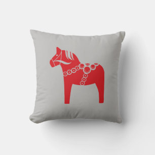 Red Swedish Horse Scandinavian Art Holiday Cushion