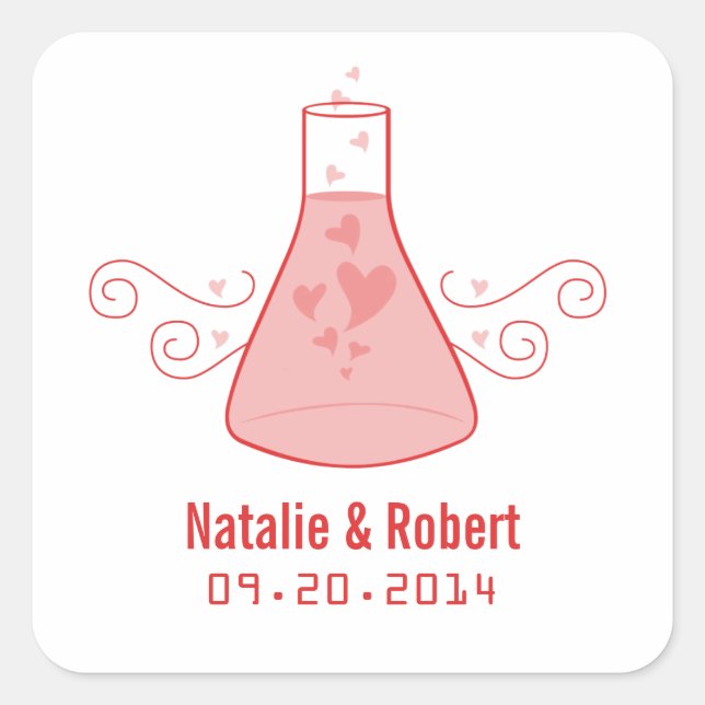 Red Sweet Chemistry Wedding Stickers (Front)