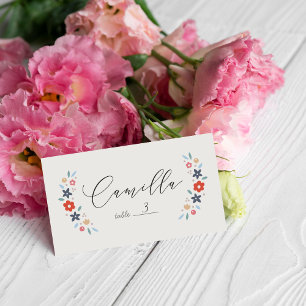 Red Sweet Floral Baby Shower Folded Place Card