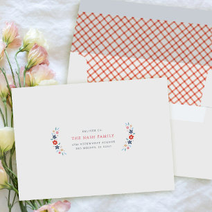 Red Sweet Floral Birth Announcement Envelope