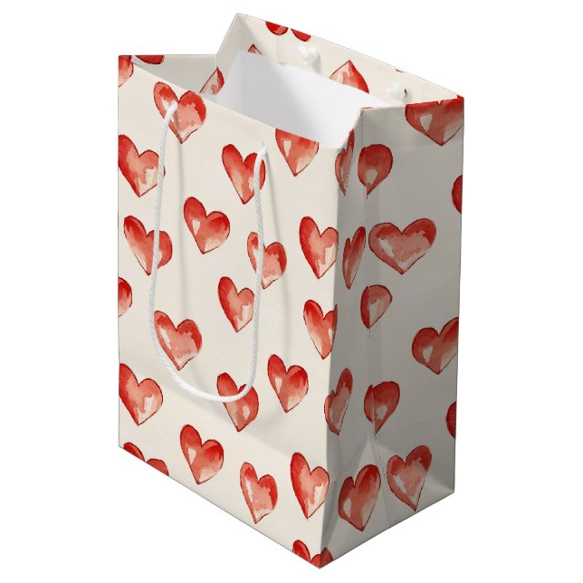 Red Sweet Hearts Birthday Medium Gift Bag (Front Angled)