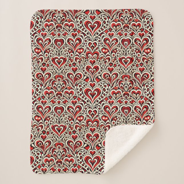 Red Sweet Hearts  Sherpa Blanket (Front)