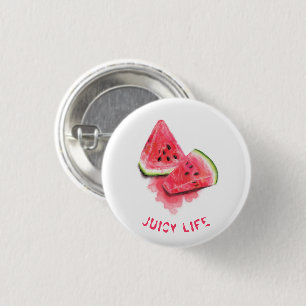 Red Sweet Juicy Watermelon Pieces Tasty - Drawing 3 Cm Round Badge