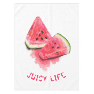 Red Sweet Juicy Watermelon Pieces Tasty - Drawing  Tablecloth