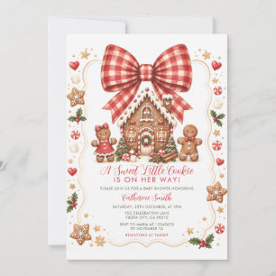 Red Sweet Little Cookie Gingerbread Baby Shower Invitation
