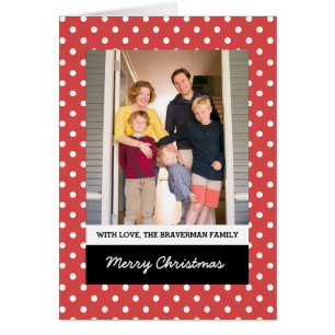 Red Sweet Polka Dot Holiday Photo Greeting Card