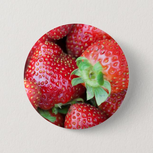 Red Sweet Strawberries 6 Cm Round Badge (Front)