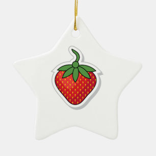 Red Sweet Strawberry Ceramic Tree Decoration