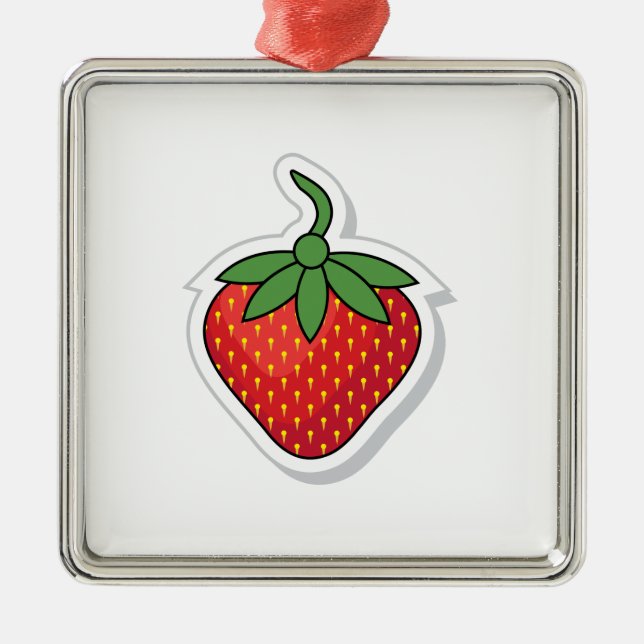 Red Sweet Strawberry Metal Tree Decoration (Front)