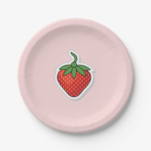 Red Sweet Strawberry Paper Plate (Front)