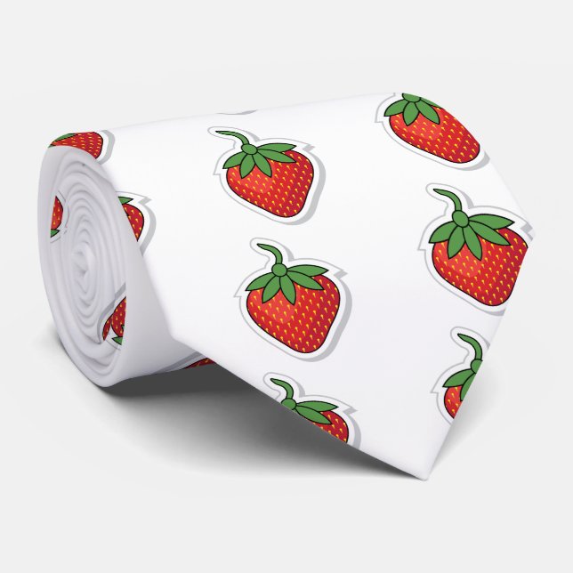 Red Sweet Strawberry pattern Tie (Rolled)