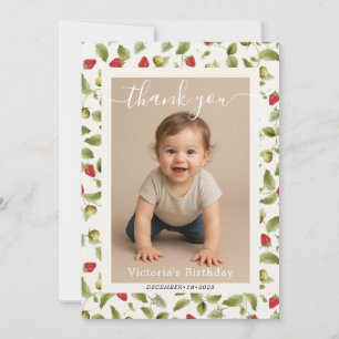 Red Sweet Strawberry Wildflower Wreath Baby Shower Card