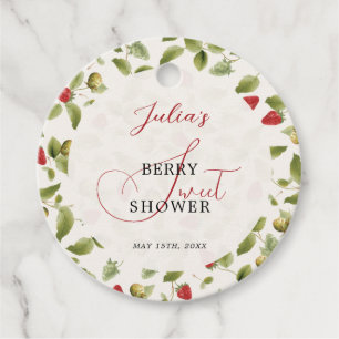 Red Sweet Strawberry Wildflower Wreath Baby Shower Favour Tags
