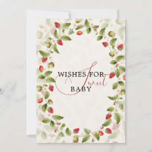 Red Sweet Strawberry Wildflower Wreath Baby Shower Invitation