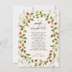 Red Sweet Strawberry Wildflower Wreath Baby Shower Invitation