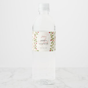 Red Sweet Strawberry Wildflower Wreath Baby Shower Water Bottle Label