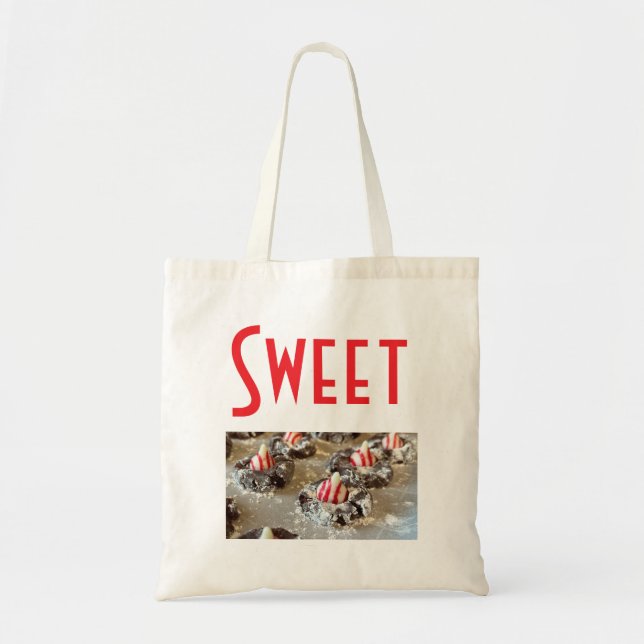 Red sweet tote bag with cookie picture (Front)